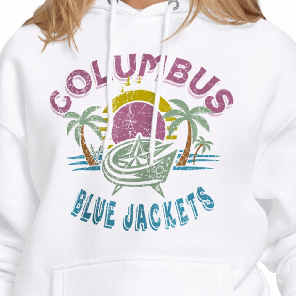 Columbus Blue Jackets Starter Women's Tonal Beach Hoodie - White - NHL 204013681
