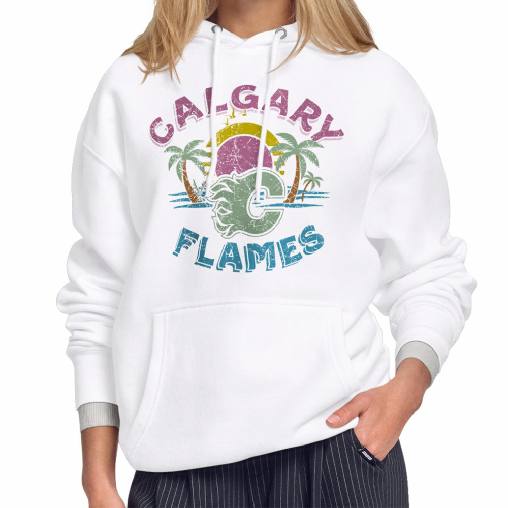 Calgary Flames Starter Women's Tonal Beach Hoodie - White - NHL 204013686