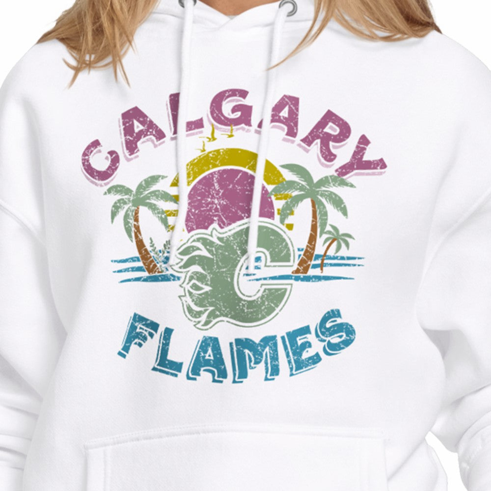 Calgary Flames Starter Women's Tonal Beach Hoodie - White - NHL 204013686