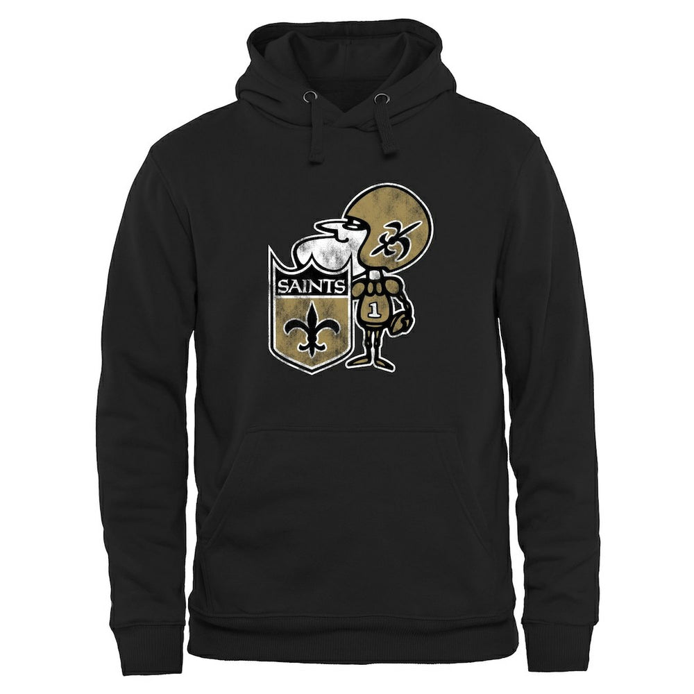 New Orleans Saints Throwback Logo Pullover Hoodie Black