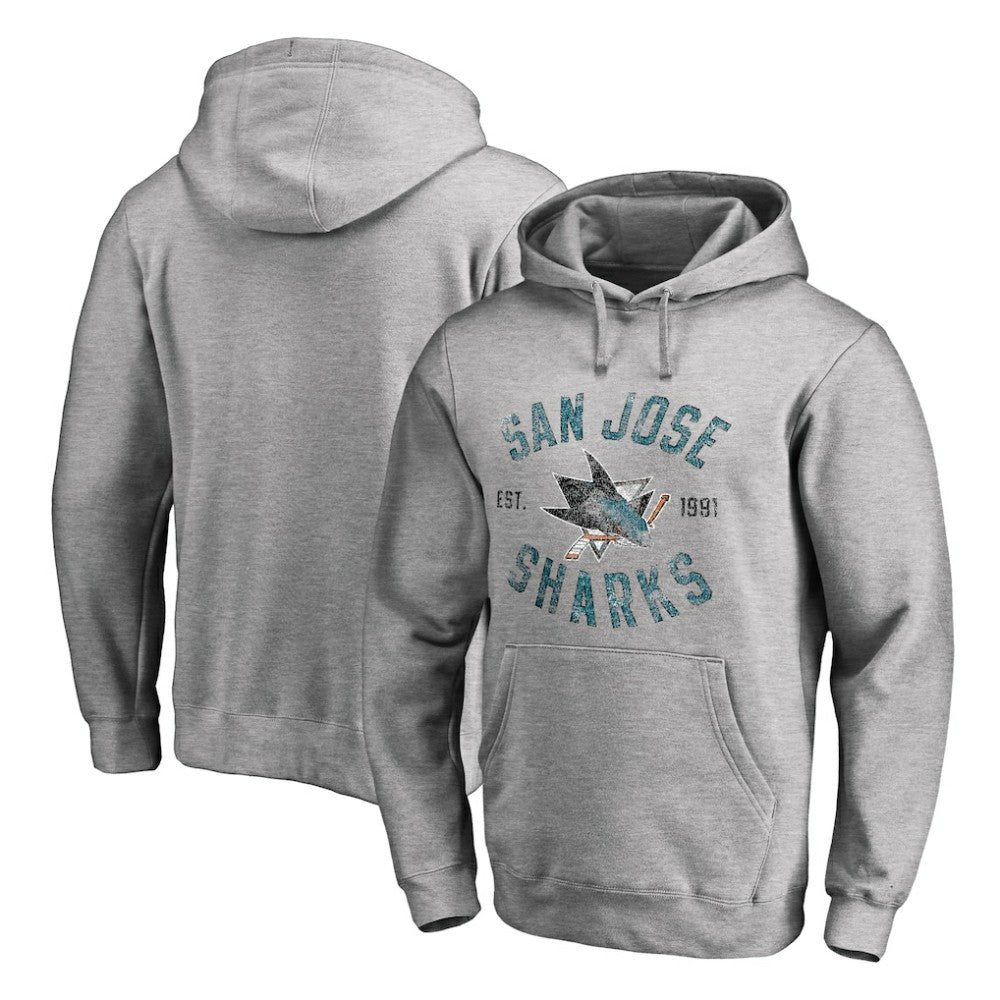 San Jose Sharks Heritage Pullover Hoodie - Ash - NHL 2376426