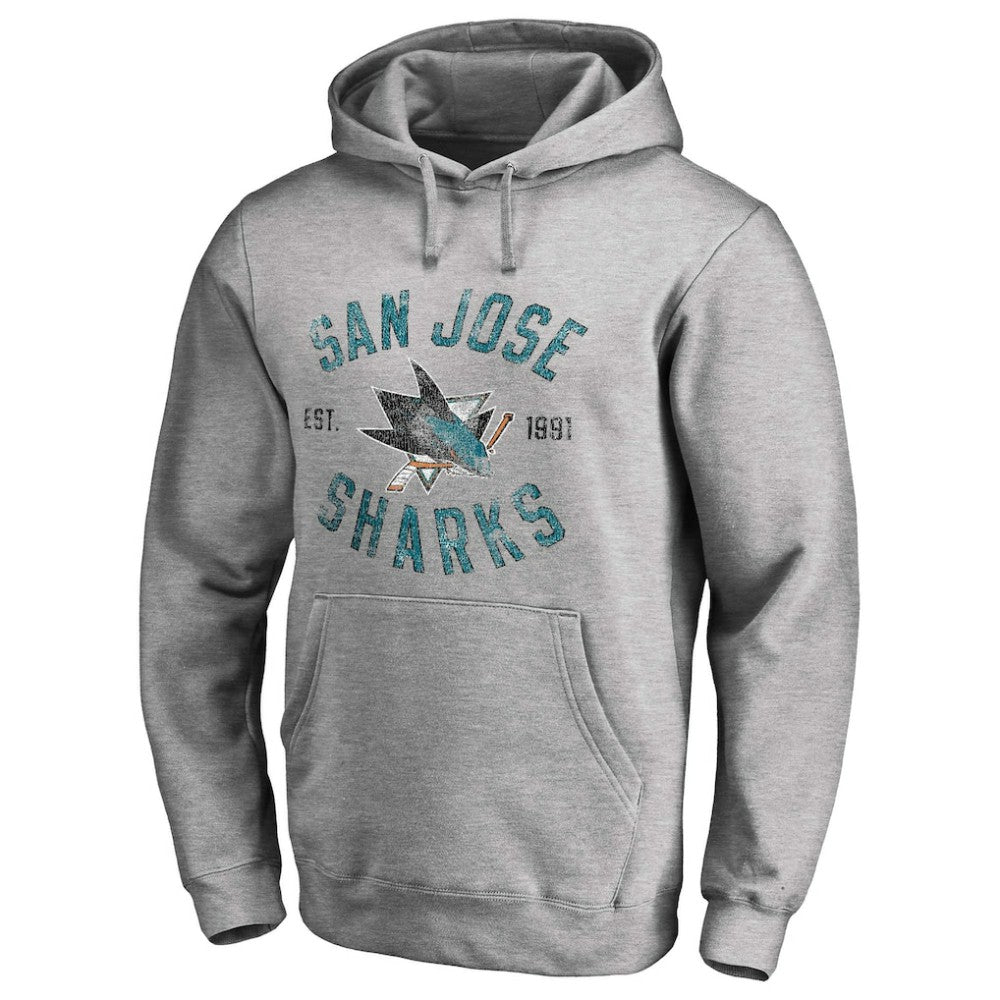 San Jose Sharks Heritage Pullover Hoodie - Ash - NHL 2376426