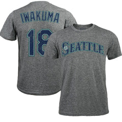 Hisashi Iwakuma Seattle Mariners Majestic Threads Premium Tri-Blend Name & Number T-Shirt - Gray - MLB Sale