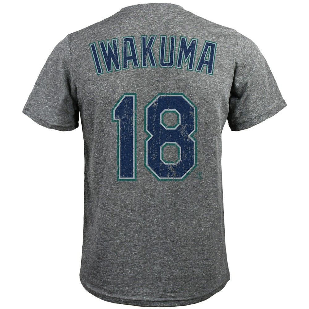 Hisashi Iwakuma Seattle Mariners Majestic Threads Premium Tri-Blend Name & Number T-Shirt - Gray - MLB Sale