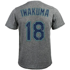 Hisashi Iwakuma Seattle Mariners Majestic Threads Premium Tri-Blend Name & Number T-Shirt - Gray - MLB Sale