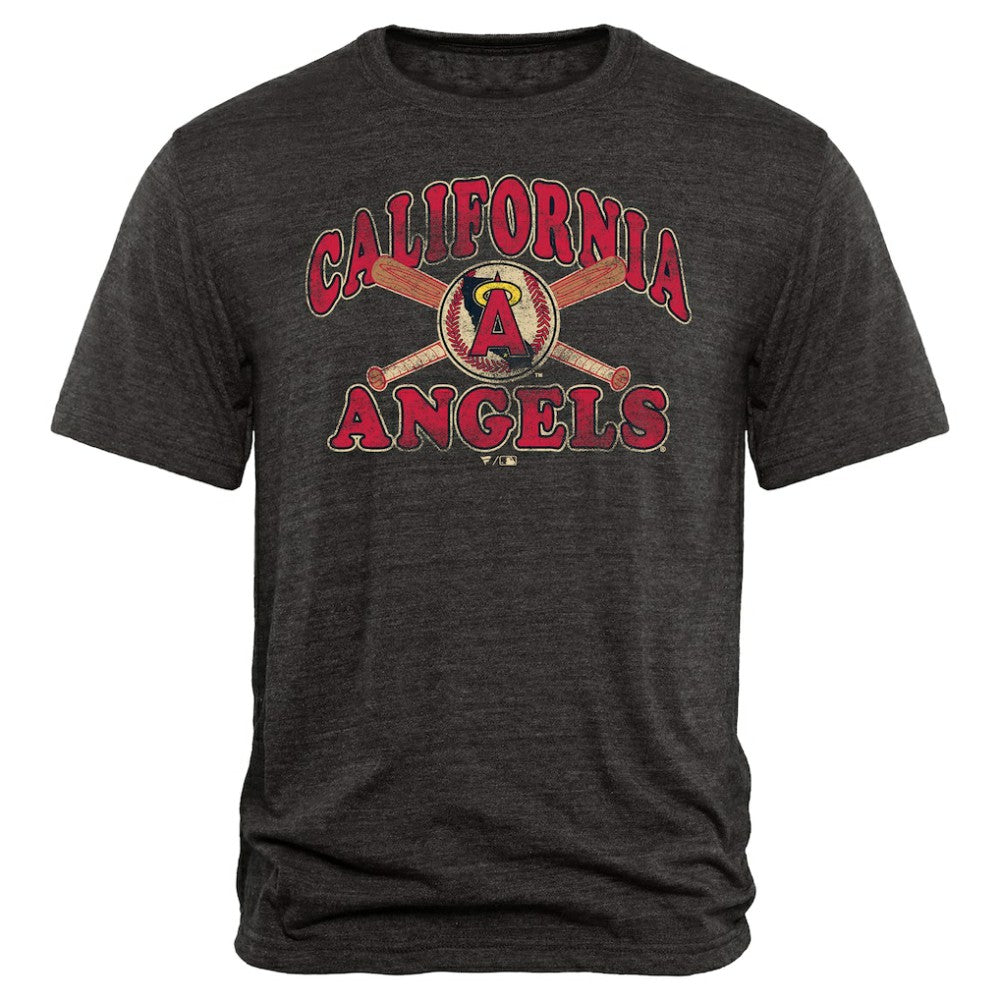 Los Angeles Angels Cooperstown Bats Tri-Blend T-Shirt - Black - MLB Sale