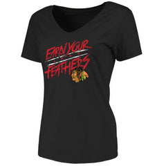 Chicago Blackhawks Women's Hometown Collection Earn Your Feathers T-Shirt - Black - NHL 2429849