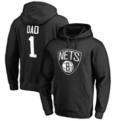 Brooklyn Nets #1 Dad Pullover Hoodie Black
