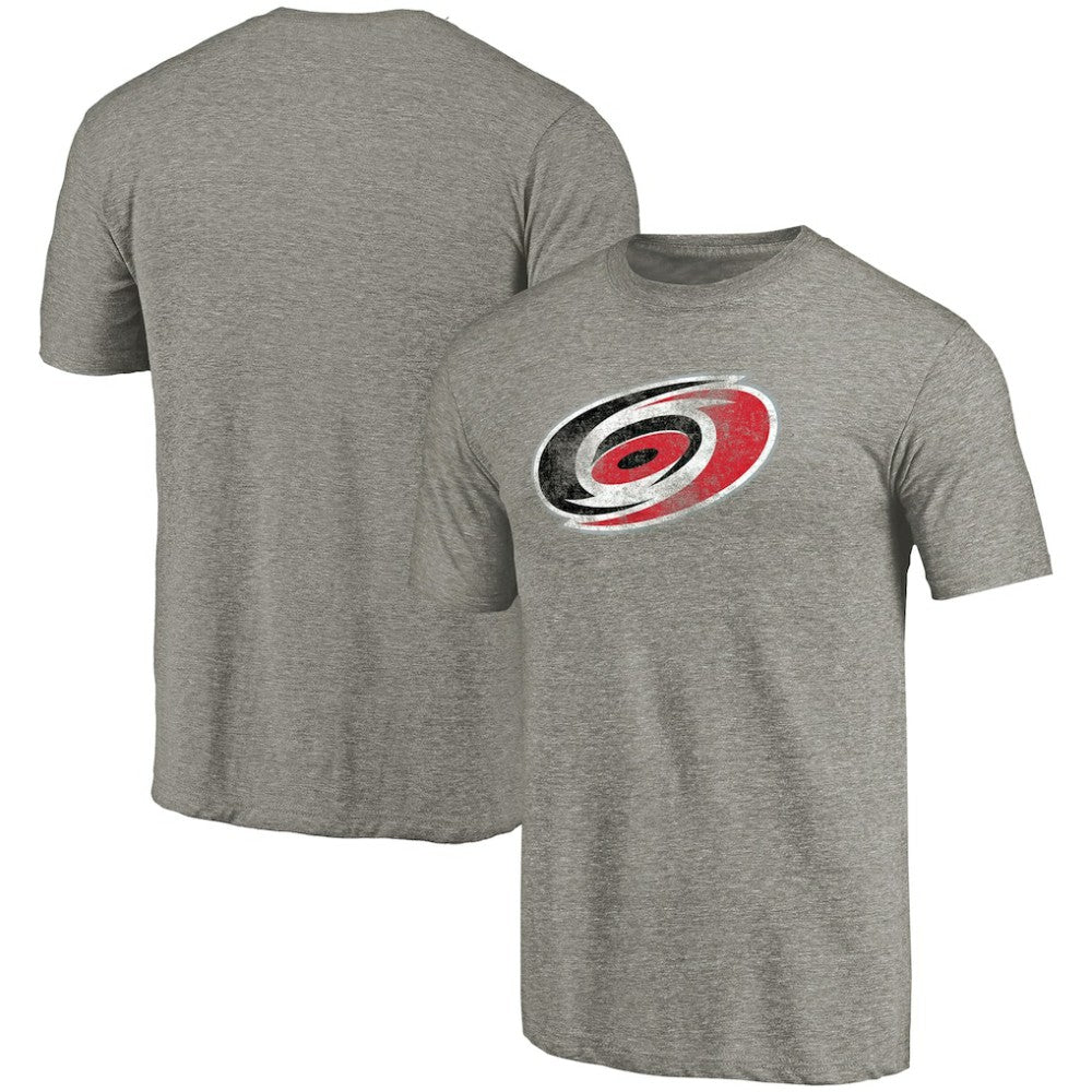 Carolina Hurricanes Distressed Team Logo Tri-Blend T-Shirt - Ash - NHL 2485133