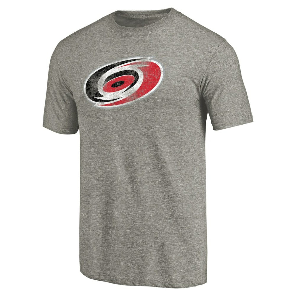Carolina Hurricanes Distressed Team Logo Tri-Blend T-Shirt - Ash - NHL 2485133
