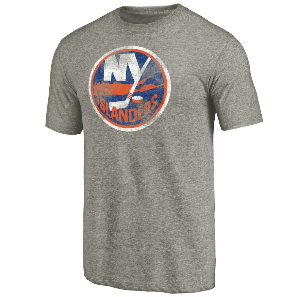 New York Islanders Distressed Team Logo Tri-Blend T-Shirt - Ash - NHL 2485145