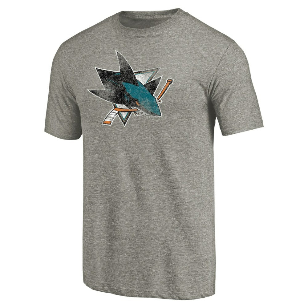 San Jose Sharks Distressed Team Logo Tri-Blend T-Shirt - Ash - NHL 2485150