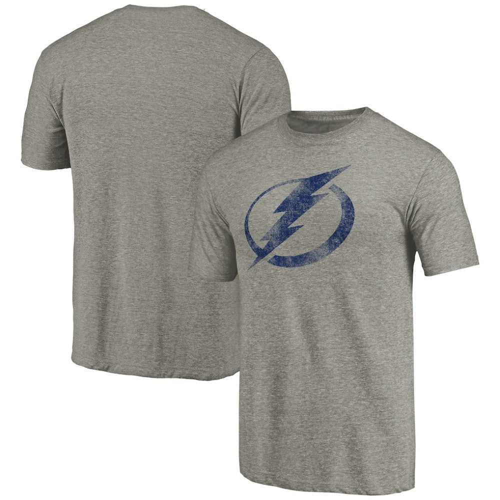Tampa Bay Lightning Distressed Team Logo Tri-Blend T-Shirt - Ash - NHL 2485152