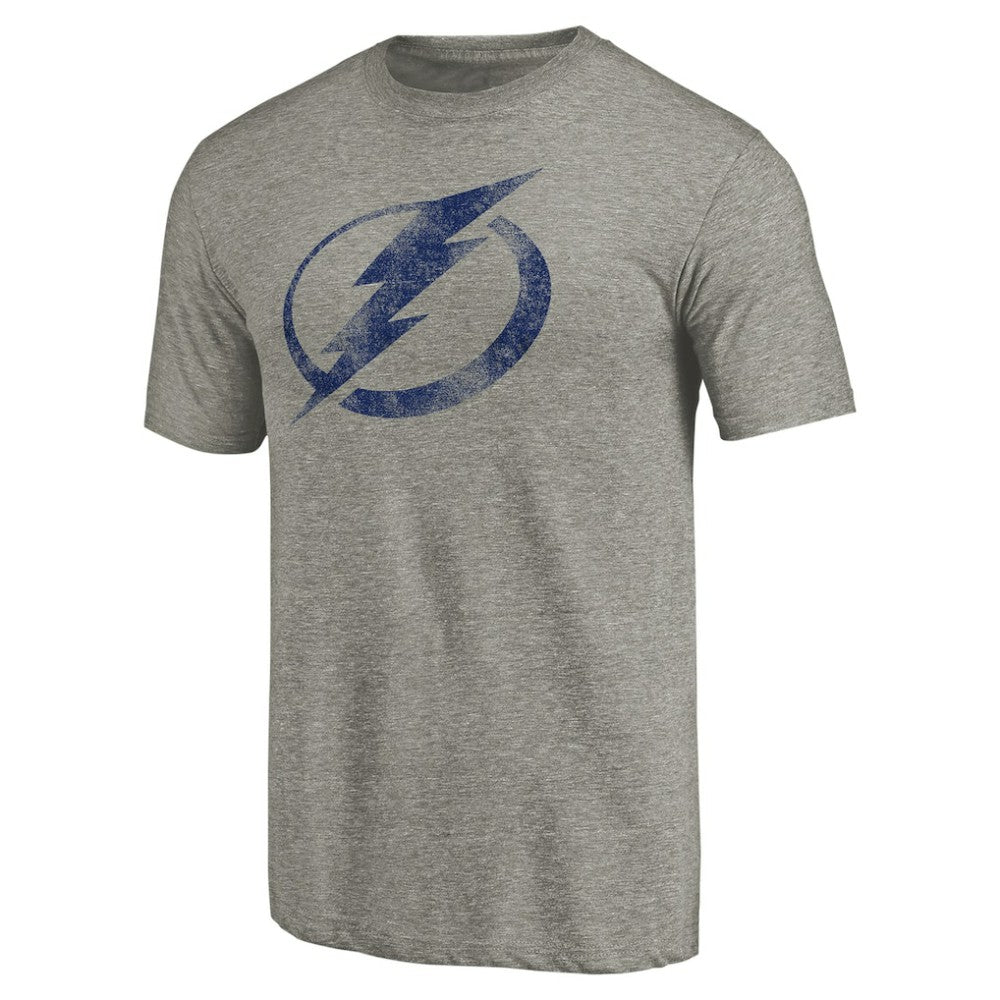 Tampa Bay Lightning Distressed Team Logo Tri-Blend T-Shirt - Ash - NHL 2485152