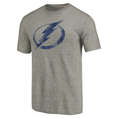 Tampa Bay Lightning Distressed Team Logo Tri-Blend T-Shirt - Ash - NHL 2485152