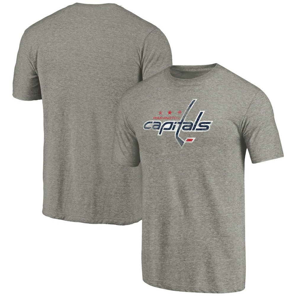 Washington Capitals Distressed Team Logo Tri-Blend T-Shirt - Ash - NHL 2485154