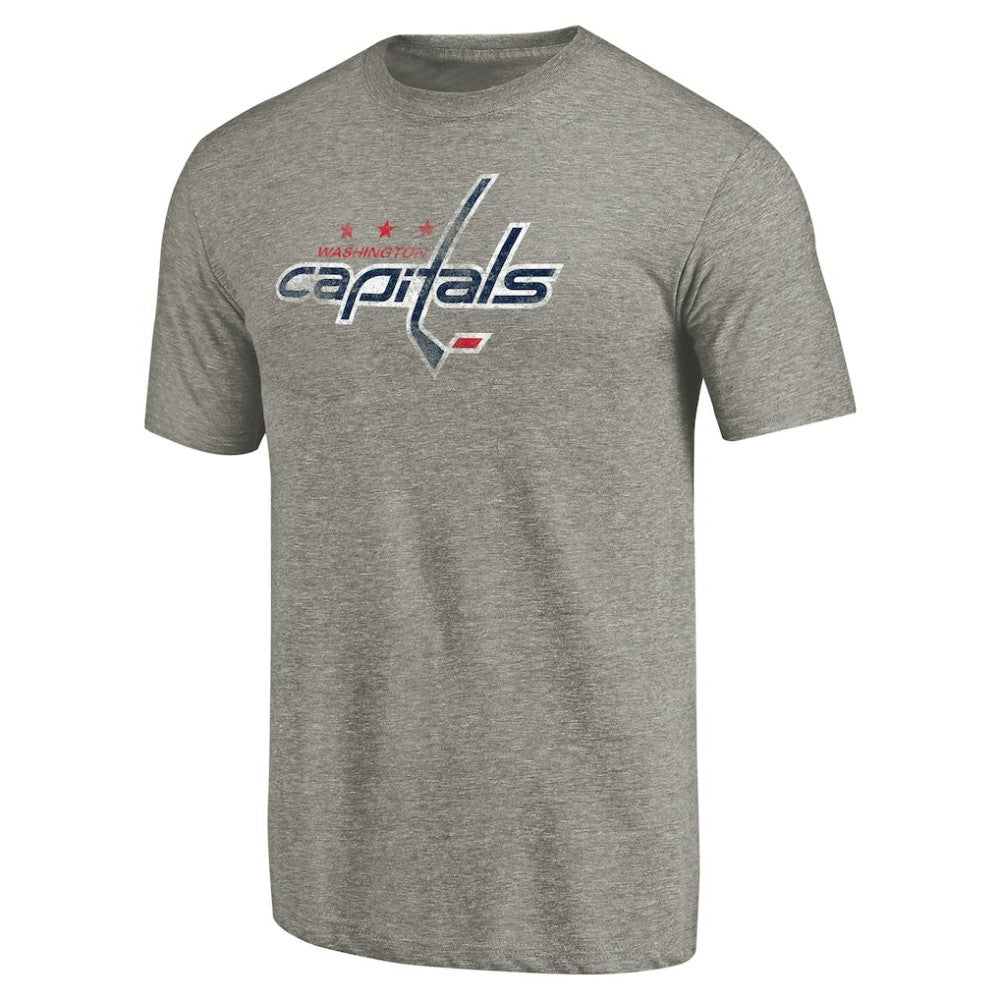 Washington Capitals Distressed Team Logo Tri-Blend T-Shirt - Ash - NHL 2485154