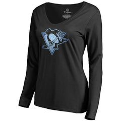 Pittsburgh Penguins Women's Pond Hockey Long Sleeve T-Shirt - Black - NHL 2490597