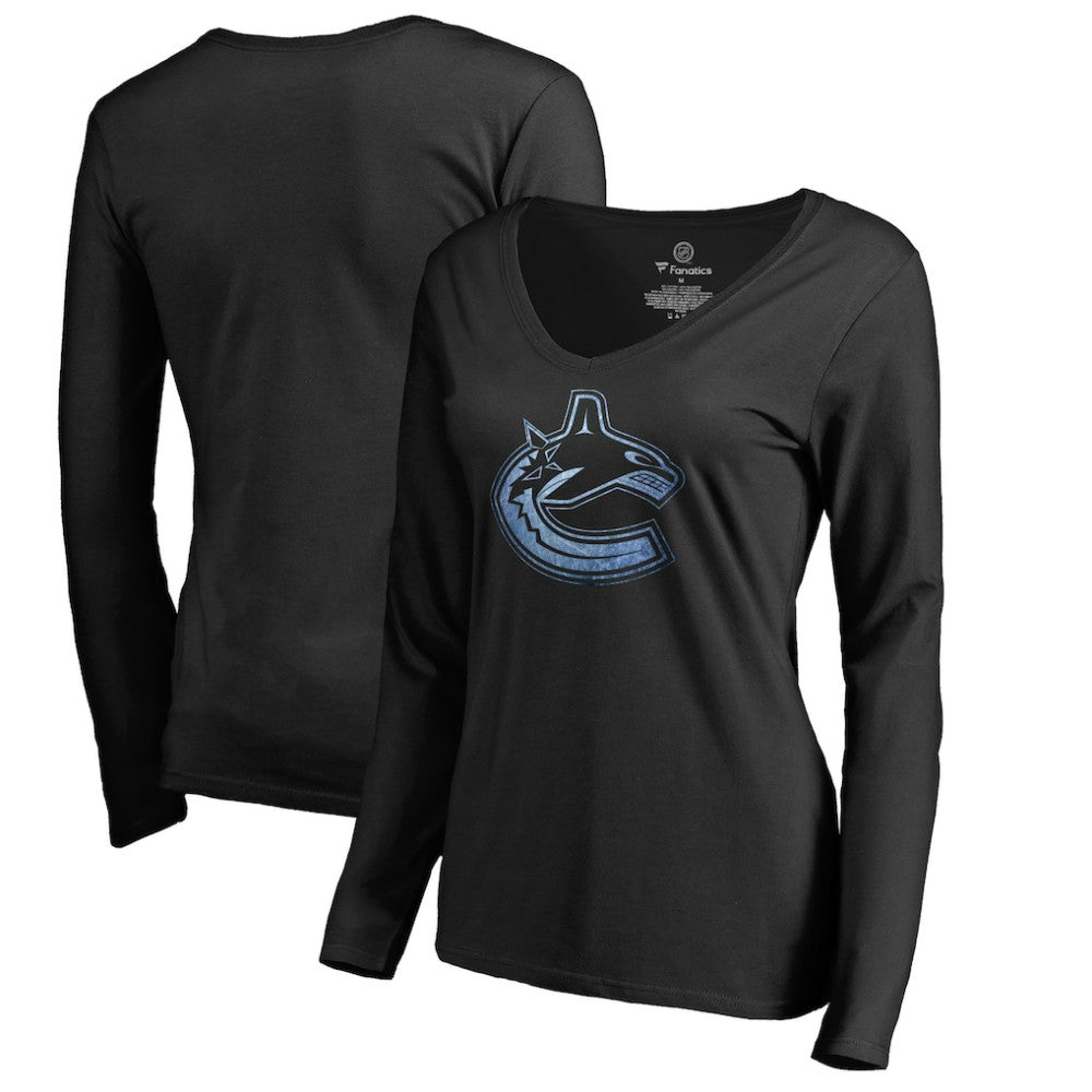 Vancouver Canucks Women's Pond Hockey Long Sleeve T-Shirt - Black - NHL 2490602