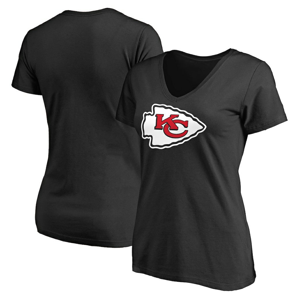 Kansas City Chiefs Women's Primary Team Logo V-Neck T-Shirt Black