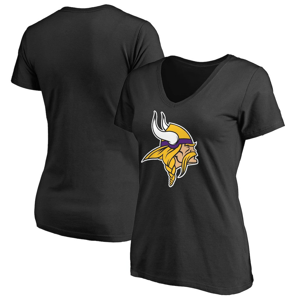 Minnesota Vikings Women's Primary Team Logo V-Neck T-Shirt Black