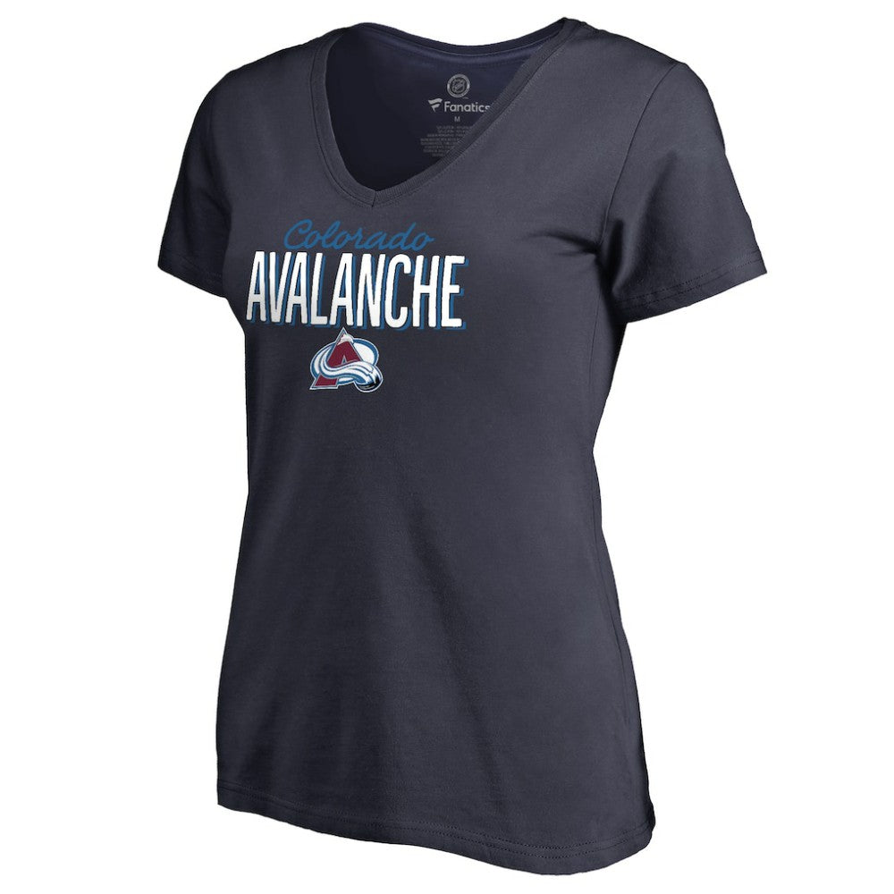 Colorado Avalanche Women's Nostalgia V-Neck T-Shirt - Navy - NHL 2516226