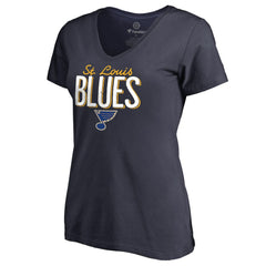St. Louis Blues Women's Nostalgia V-Neck T-Shirt - Navy - NHL 2516242