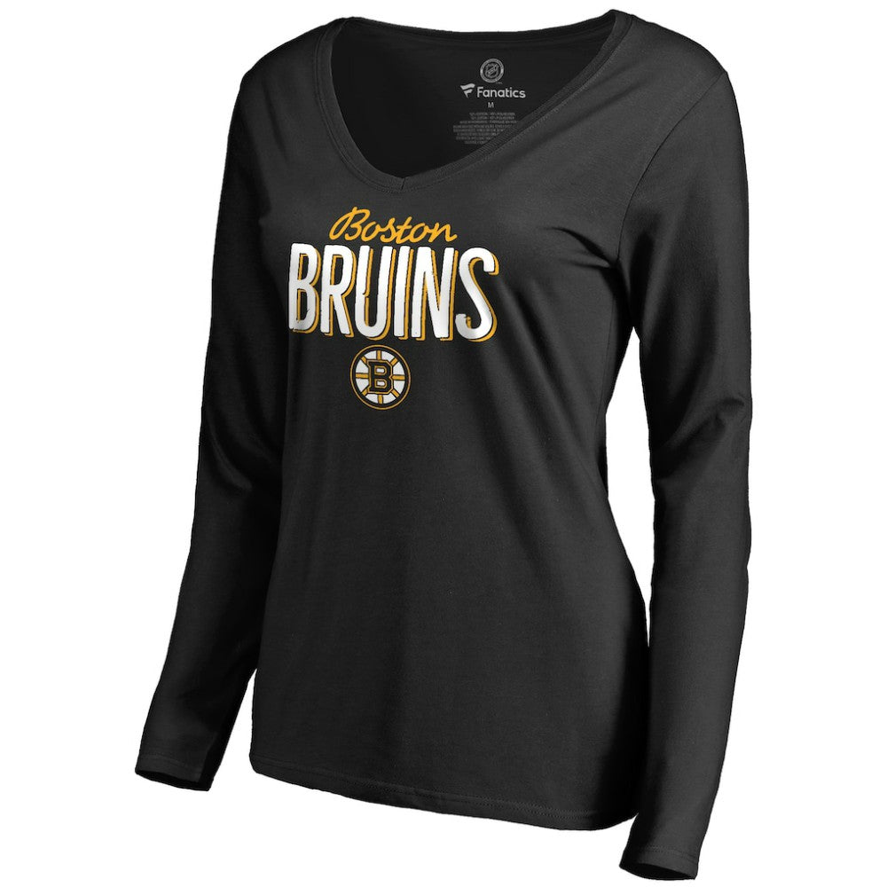 Boston Bruins Women's Nostalgia Long Sleeve T-Shirt - Black - NHL 2516251