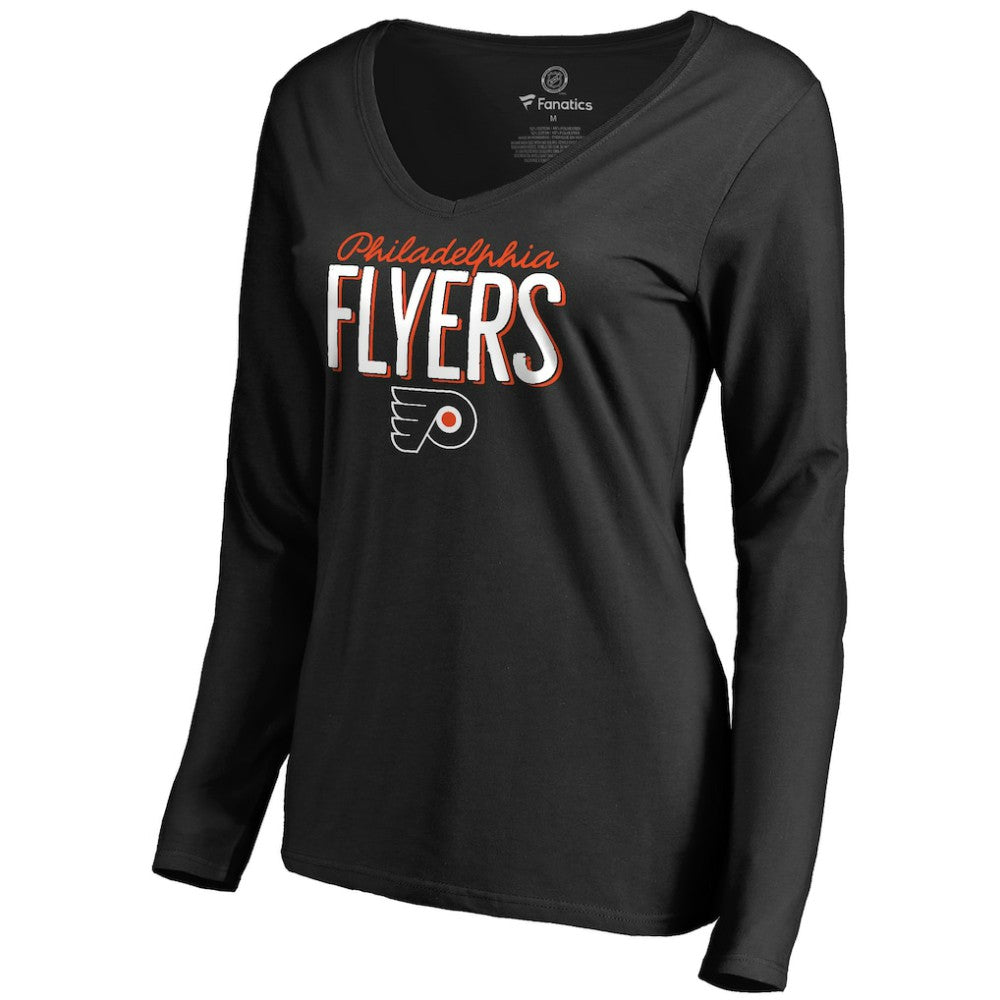 Philadelphia Flyers Women's Nostalgia Long Sleeve T-Shirt - Black - NHL 2516269