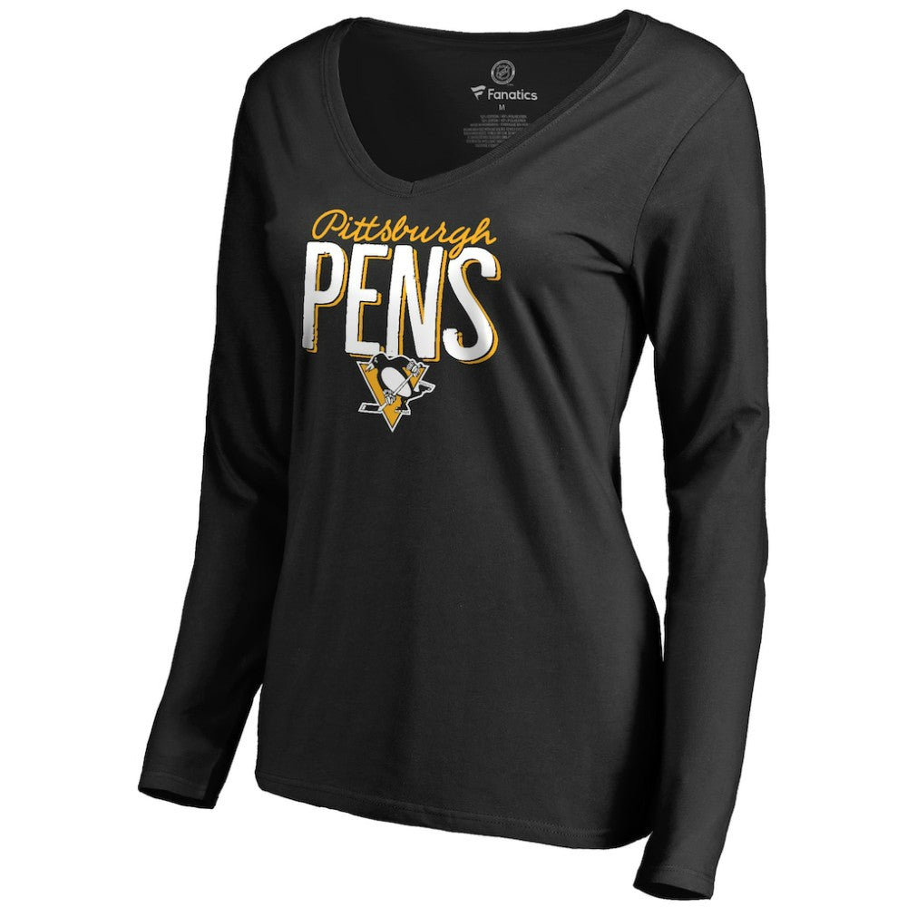 Pittsburgh Penguins Women's Nostalgia Long Sleeve T-Shirt - Black - NHL 2516270