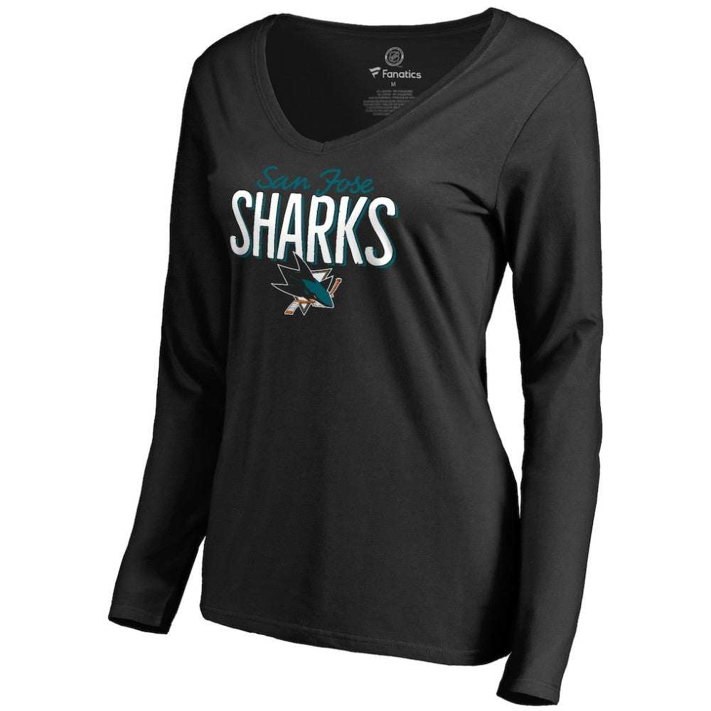 San Jose Sharks Women's Nostalgia Long Sleeve T-Shirt - Black - NHL 2516271