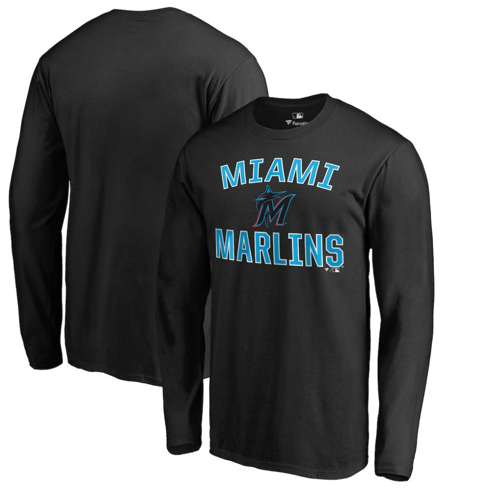 Miami Marlins Victory Arch Long Sleeve T-Shirt - Black - MLB on Sale