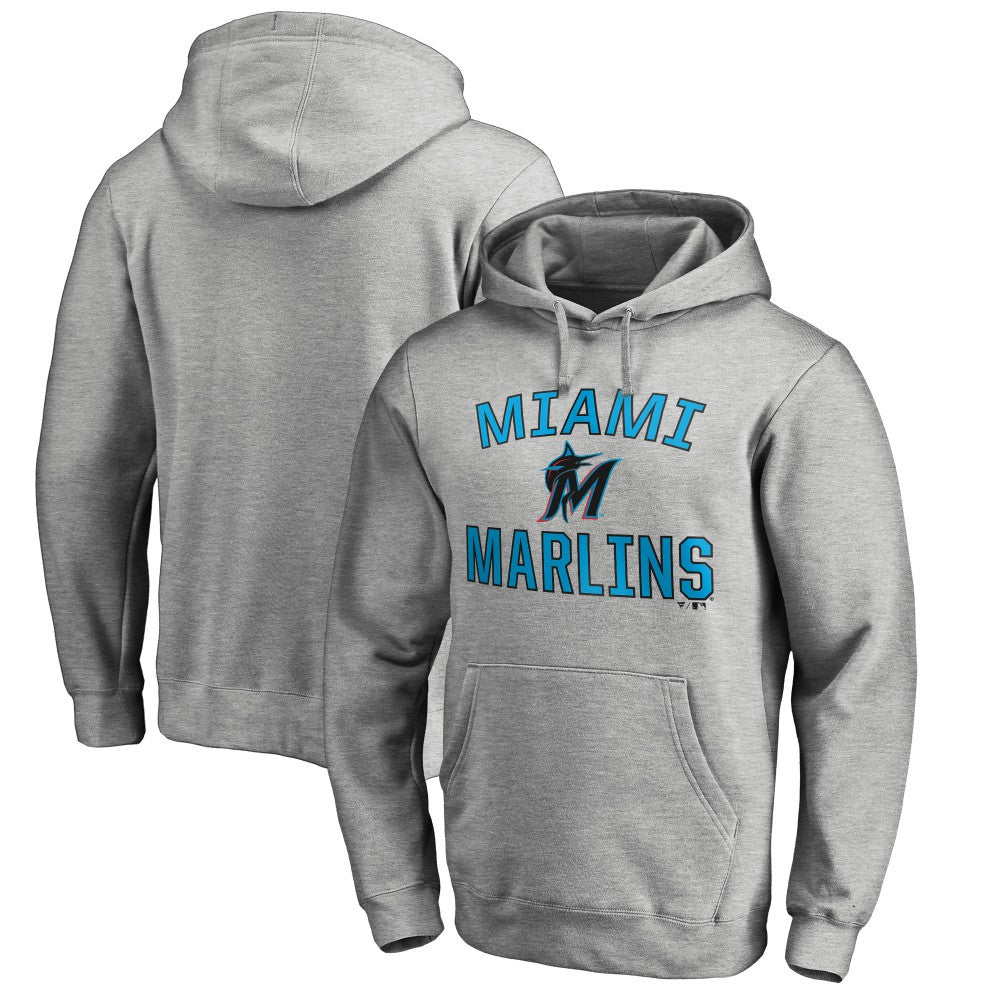 Miami Marlins Victory Arch Pullover Hoodie - Ash - MLB on Sale