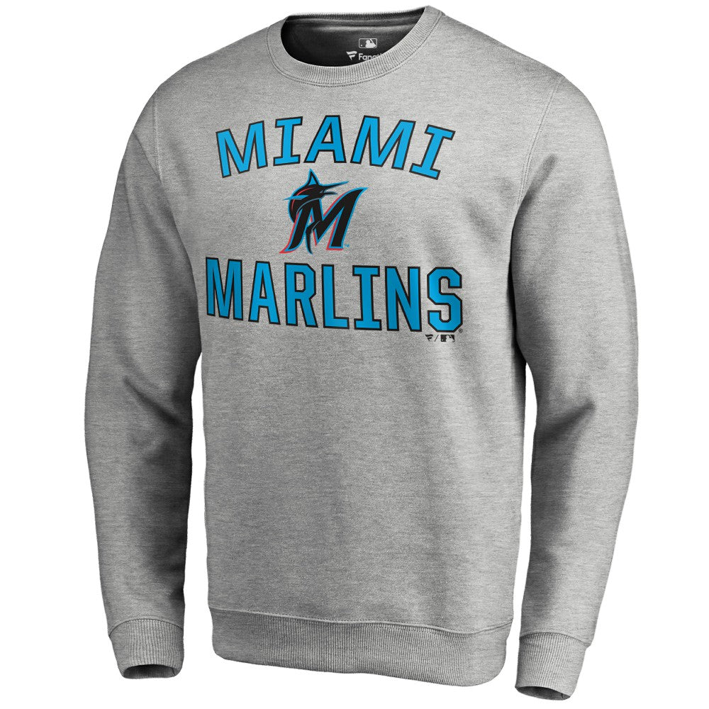 Miami Marlins Victory Arch Pullover Sweatshirt - Ash - MLB Sale
