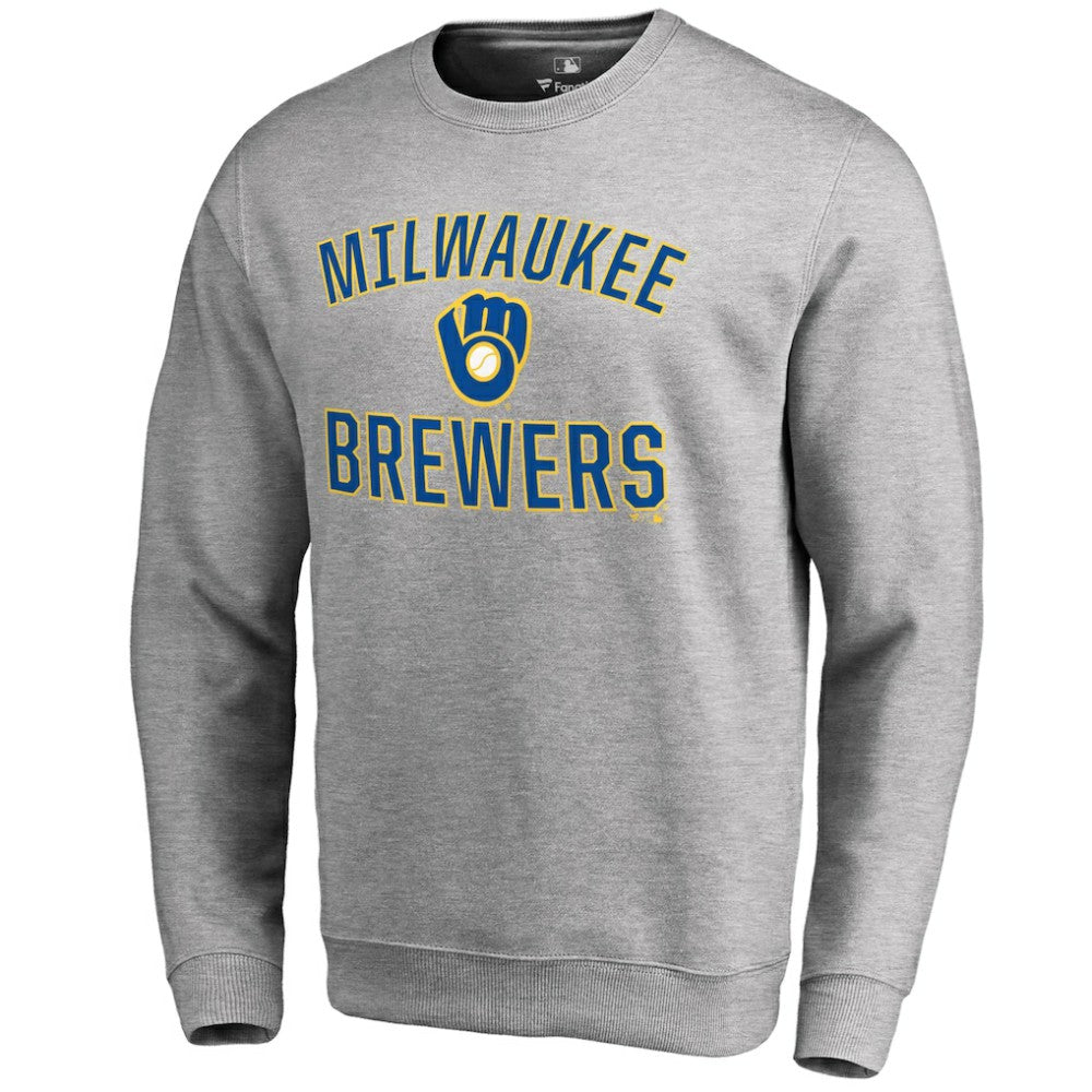Milwaukee Brewers Victory Arch Pullover Sweatshirt - Ash - MLB Sale