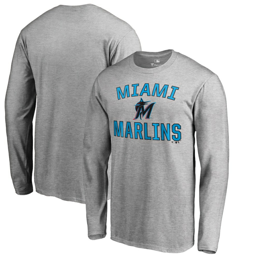 Miami Marlins Victory Arch Long Sleeve T-Shirt - Ash - MLB Lifestyle
