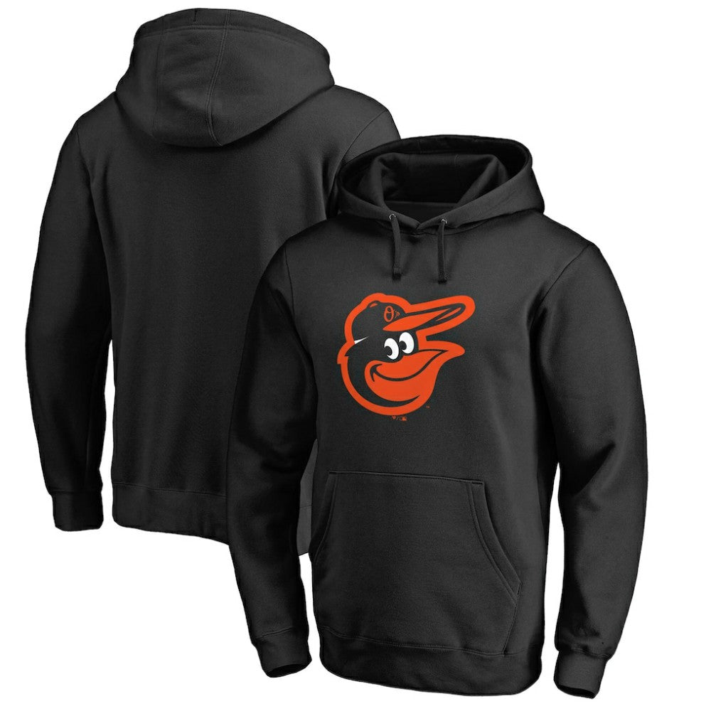 Baltimore Orioles Official Logo Fitted Pullover Hoodie - Black - MLB Online