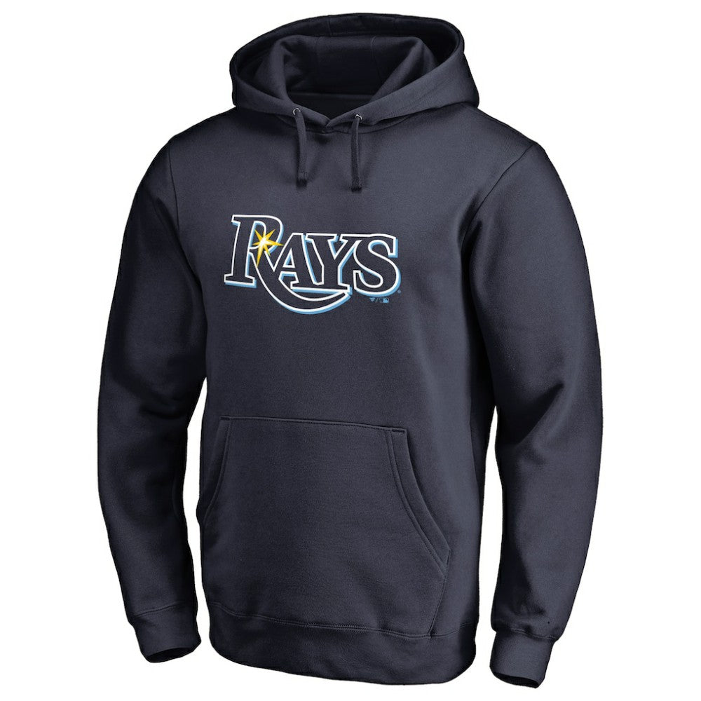 Tampa Bay Rays Official Logo Fitted Pullover Hoodie - Navy - MLB Lifestyle