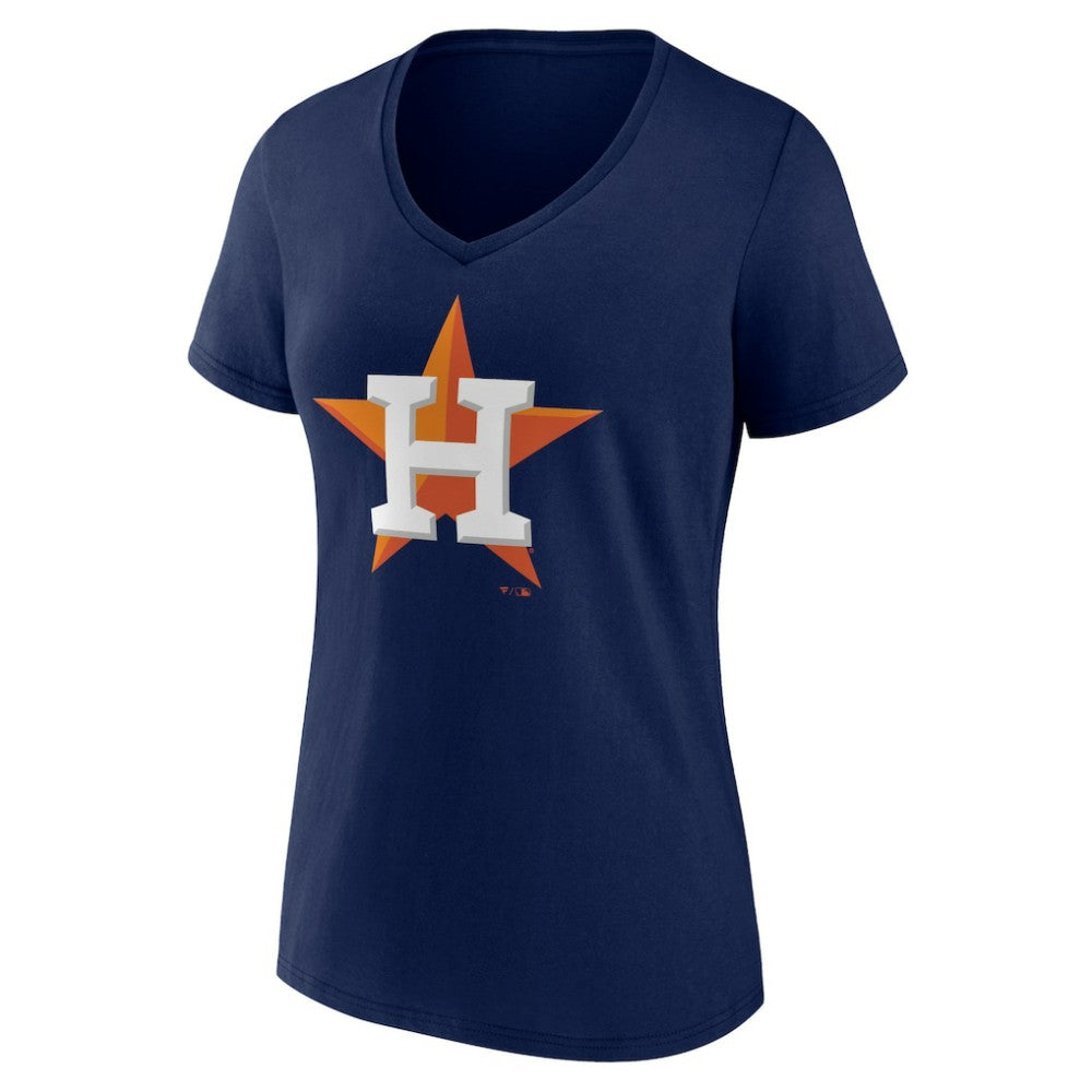 Houston Astros Women's Team Color Primary Logo V-Neck T-Shirt - Navy - MLB Sale