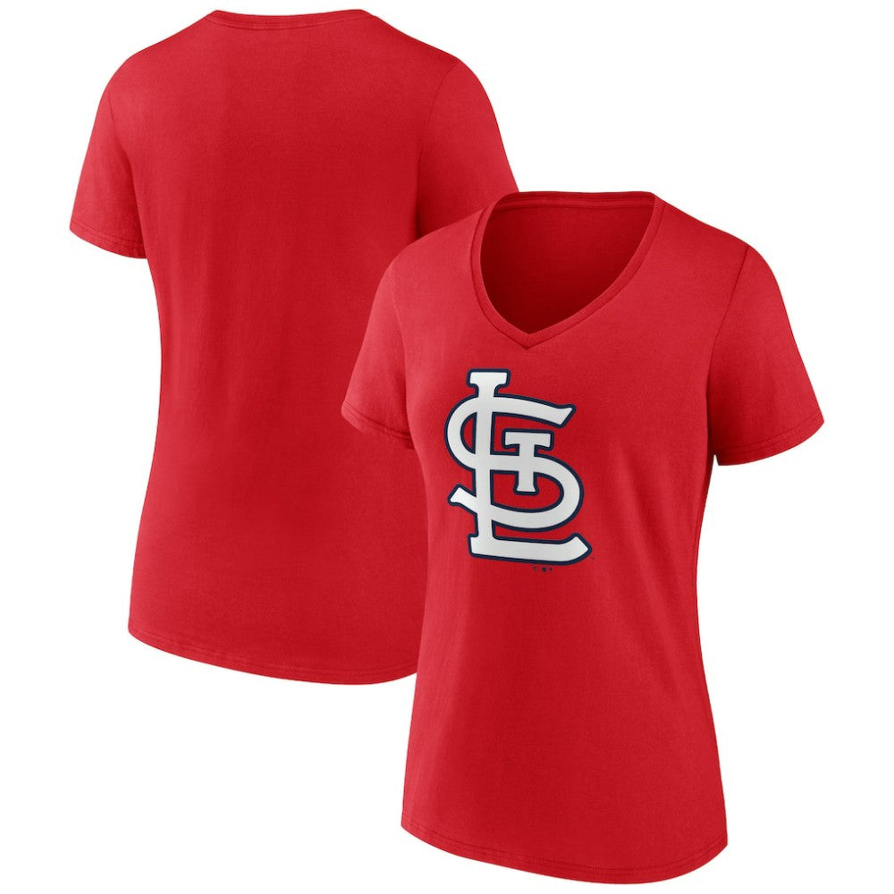 St. Louis Cardinals Women's Team Color Primary Logo V-Neck T-Shirt - Red - MLB Online