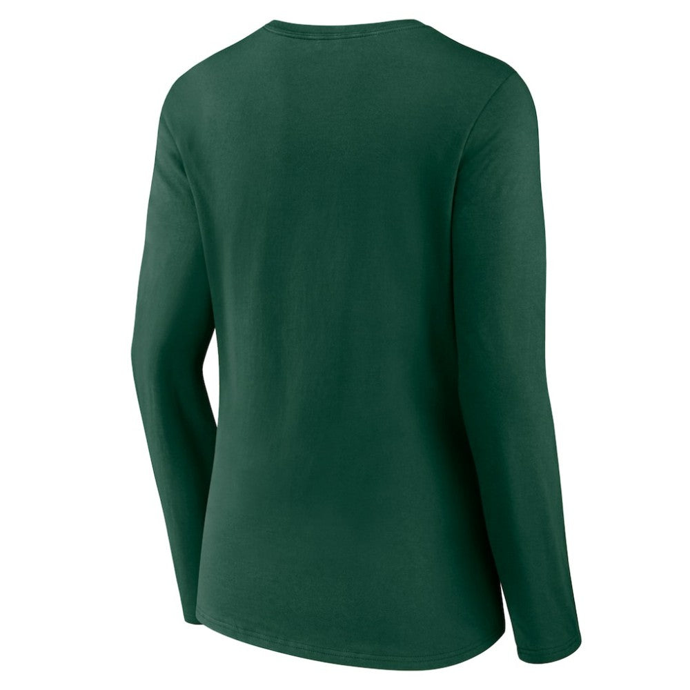 Athletics Women's Team Color Primary Logo V-Neck Long Sleeve T-Shirt - Green - MLB Online