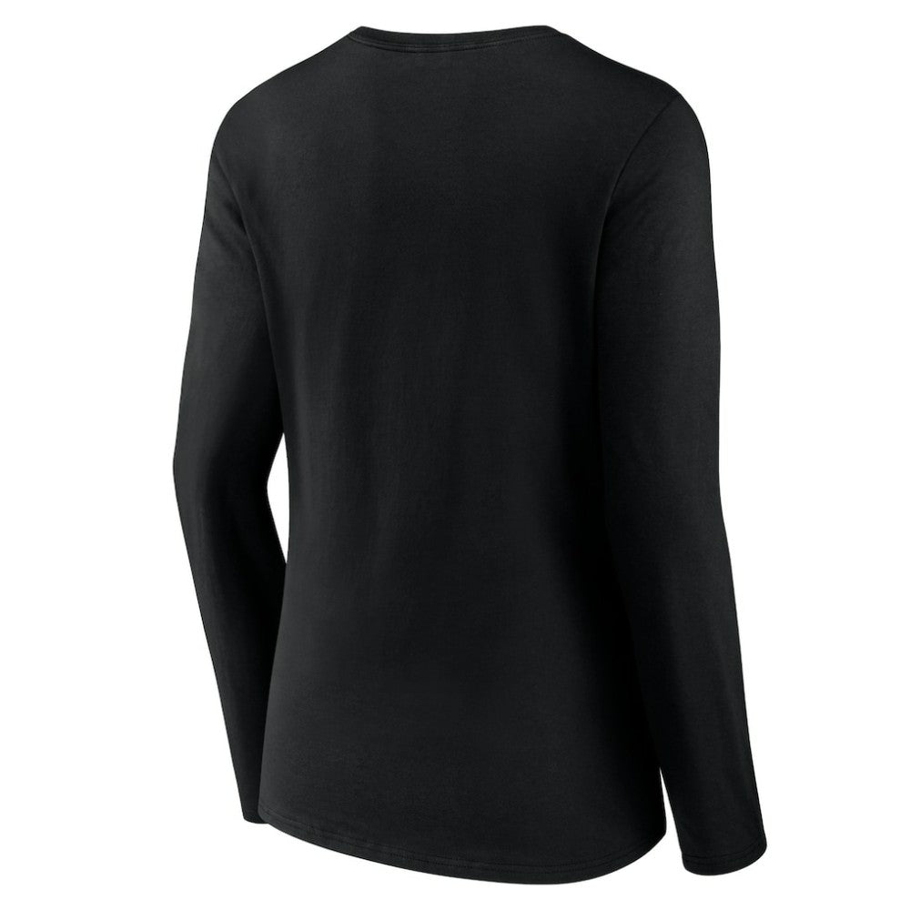Pittsburgh Pirates Women's Team Color Primary Logo V-Neck Long Sleeve T-Shirt - Black - MLB Online