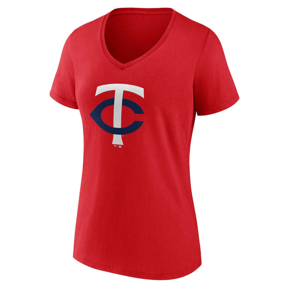 Minnesota Twins Women's Secondary Color Primary Logo T-Shirt - Red - MLB Discount