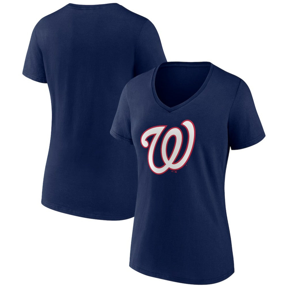 Washington Nationals Women's Secondary Color Primary Logo T-Shirt - Navy - MLB Lifestyle