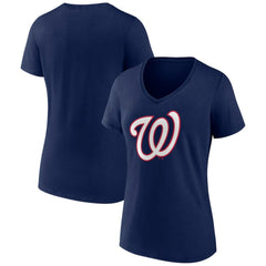 Washington Nationals Women's Secondary Color Primary Logo T-Shirt - Navy - MLB Lifestyle