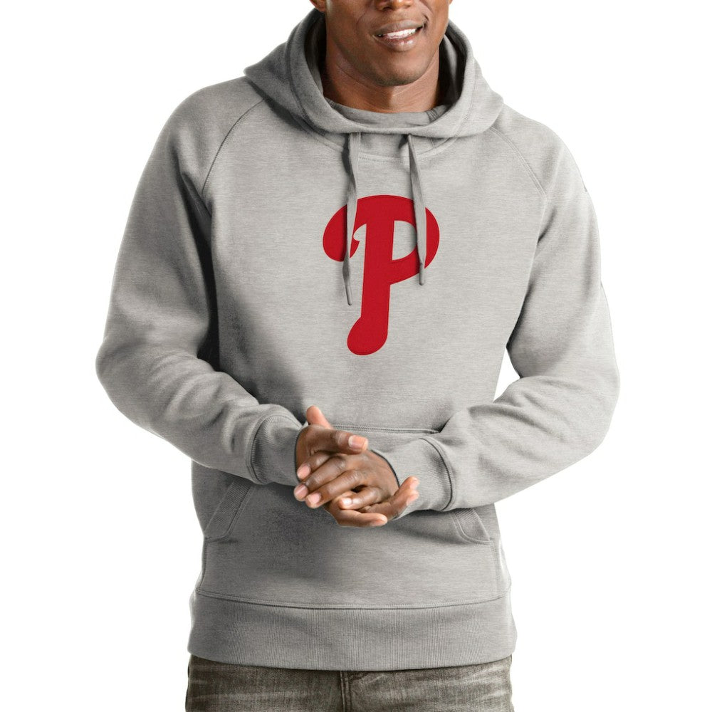 Philadelphia Phillies Antigua Victory Pullover Hoodie - Heathered Gray - MLB Sale