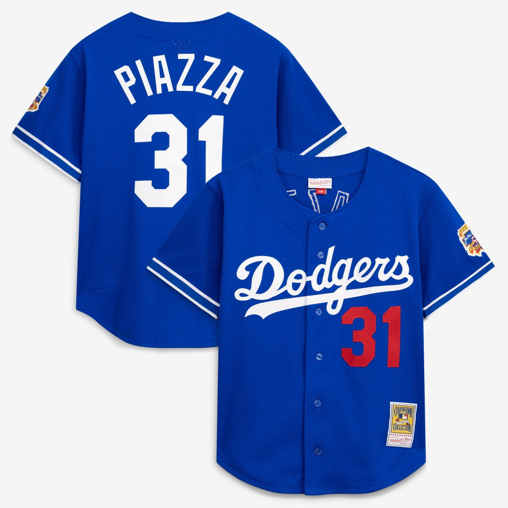 Mike Piazza Los Angeles Dodgers Mitchell & Ness Cooperstown Collection Mesh Batting Practice Button-Up Jersey - Royal - Mitchell & Ness on Sale