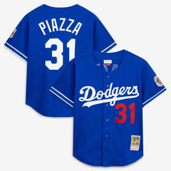 Mike Piazza Los Angeles Dodgers Mitchell & Ness Cooperstown Collection Mesh Batting Practice Button-Up Jersey - Royal - Mitchell & Ness on Sale
