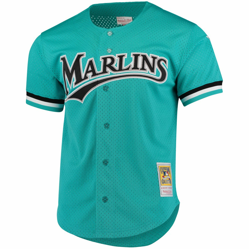 Andre Dawson Florida Marlins Mitchell & Ness Cooperstown Collection Mesh Batting Practice Button-Up Jersey - Teal - Mitchell & Ness on Sale