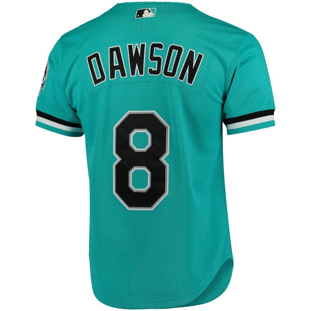 Andre Dawson Florida Marlins Mitchell & Ness Cooperstown Collection Mesh Batting Practice Button-Up Jersey - Teal - Mitchell & Ness on Sale